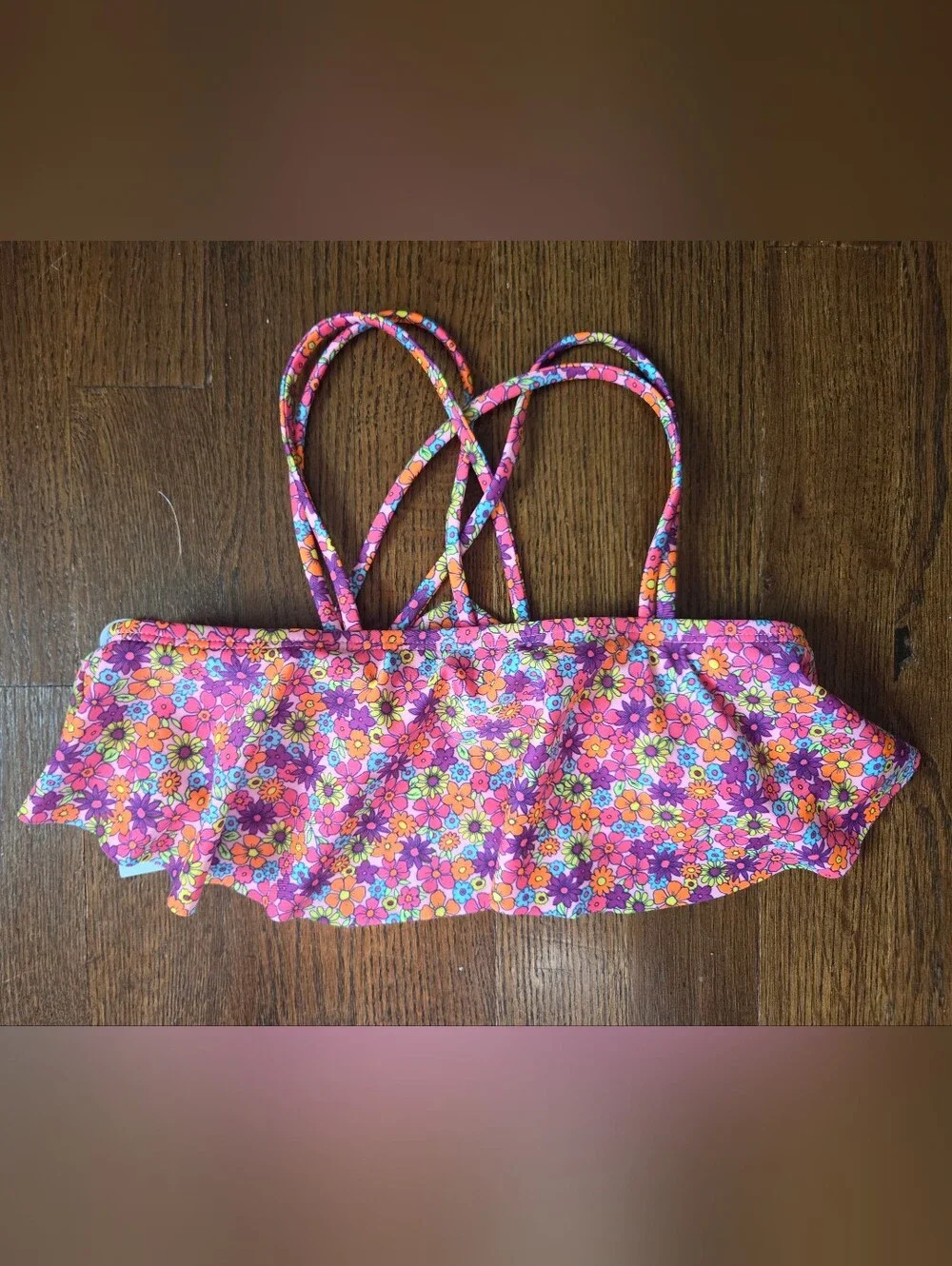 New Cat & Jack Girls Small 6/7 Floral Swim Top